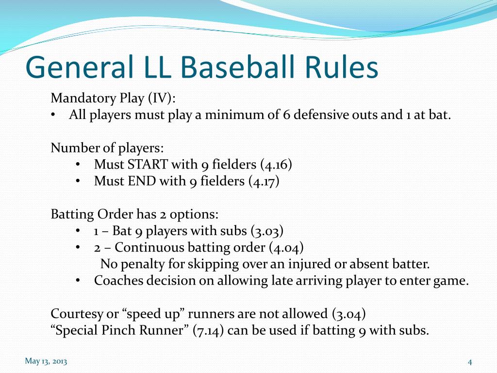 PPT Williamsport Little League Basic Baseball Rules and