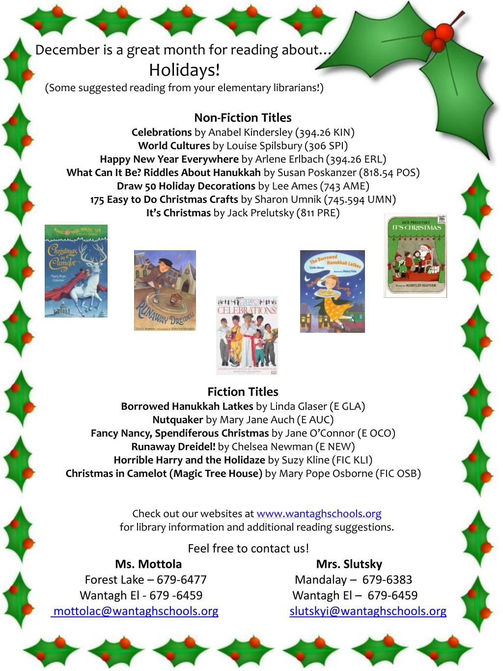PPT - December is a great month for reading about… Holidays! PowerPoint ...
