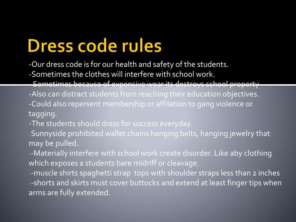 PPT DRESS CODE AND VIOLATIONS By Patrik,David,Cintia & Genni