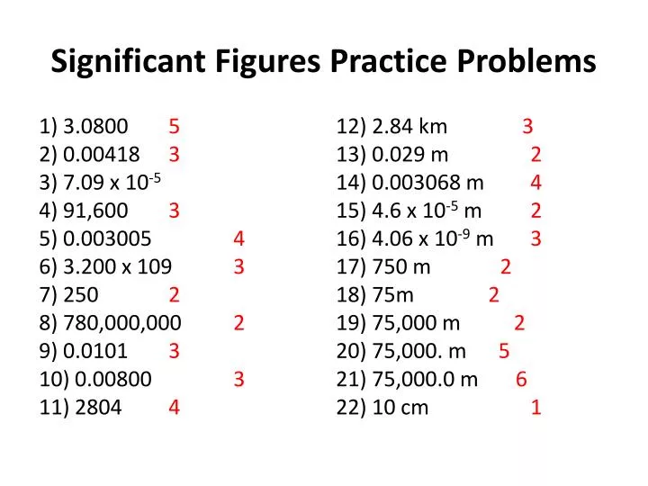 PPT Significant Figures Practice Problems PowerPoint Presentation 