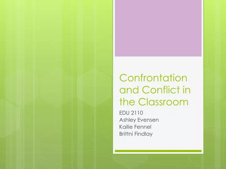 confrontation and conflict in the classroom n.