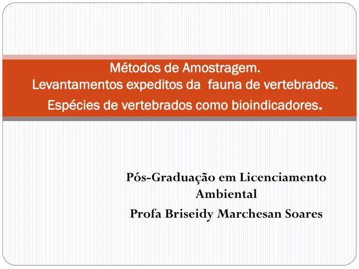 PPT - Pós-Graduação em Licenciamento Ambiental Profa Briseidy Marchesan  Soares PowerPoint Presentation - ID:2349407