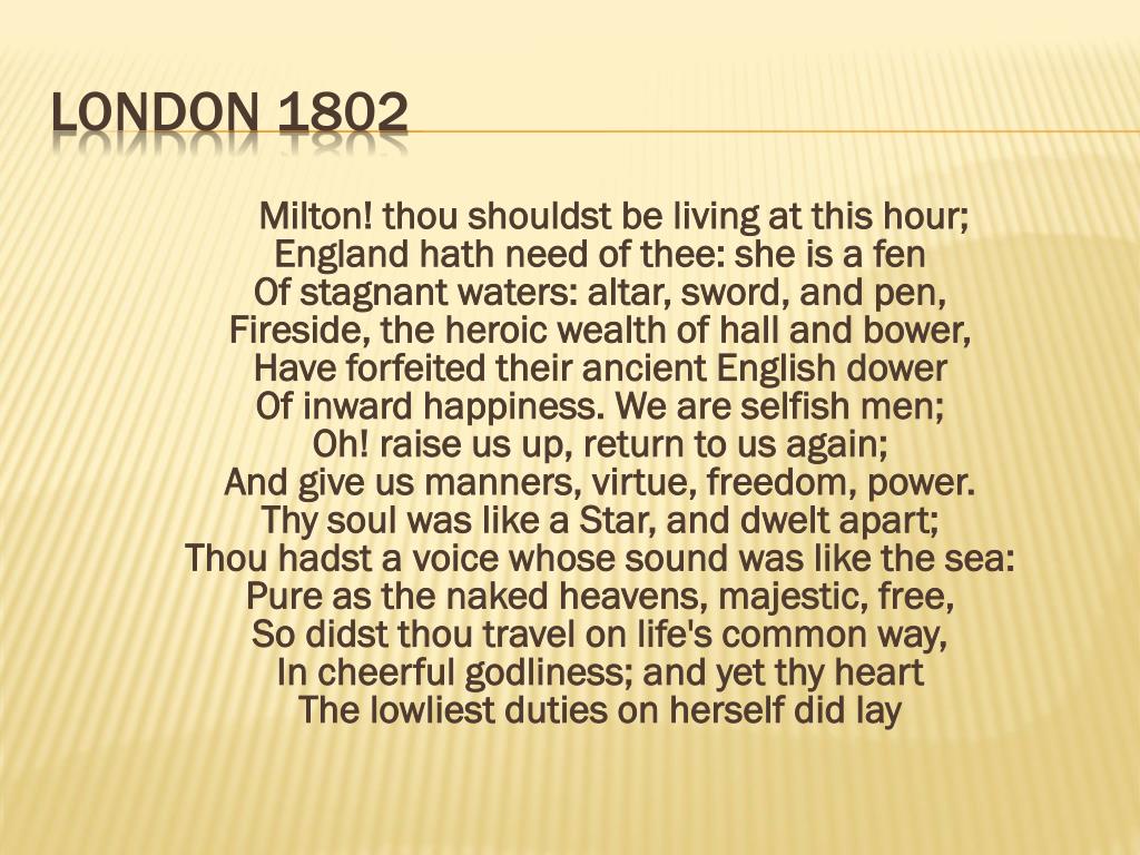 poetry essay london 1802