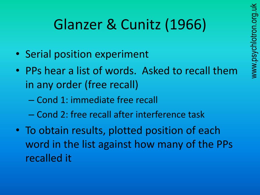 glanzer and cunitz 1966 serial position effect hypothesis