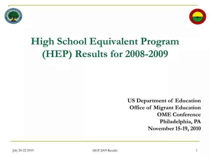 high school equivalent program hep results for 2008 2009 n.
