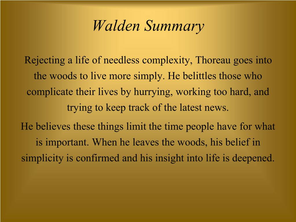 essay from walden summary
