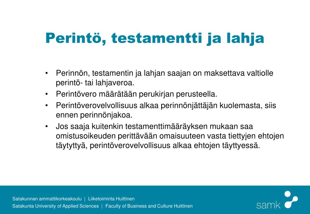 PPT - Perinnön ja lahjan verotus PowerPoint Presentation, free download -  ID:2354474
