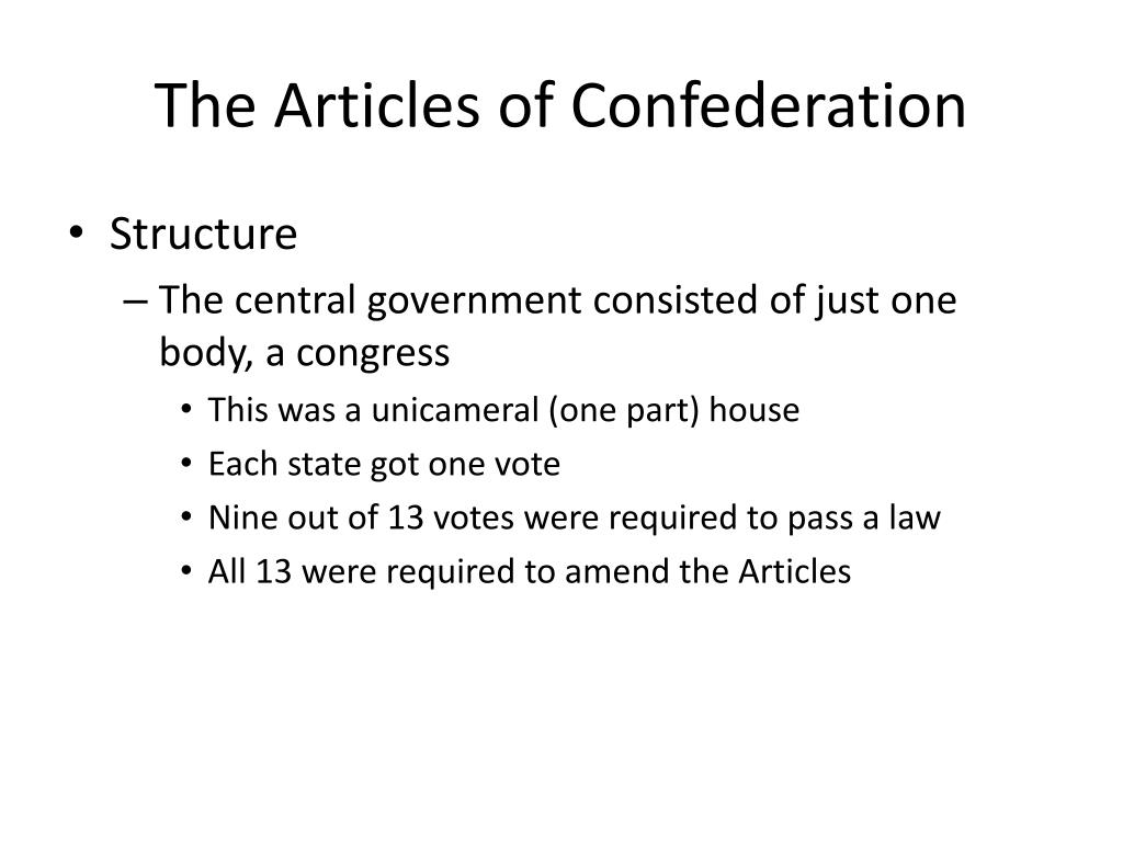 what form of government was the articles of confederation