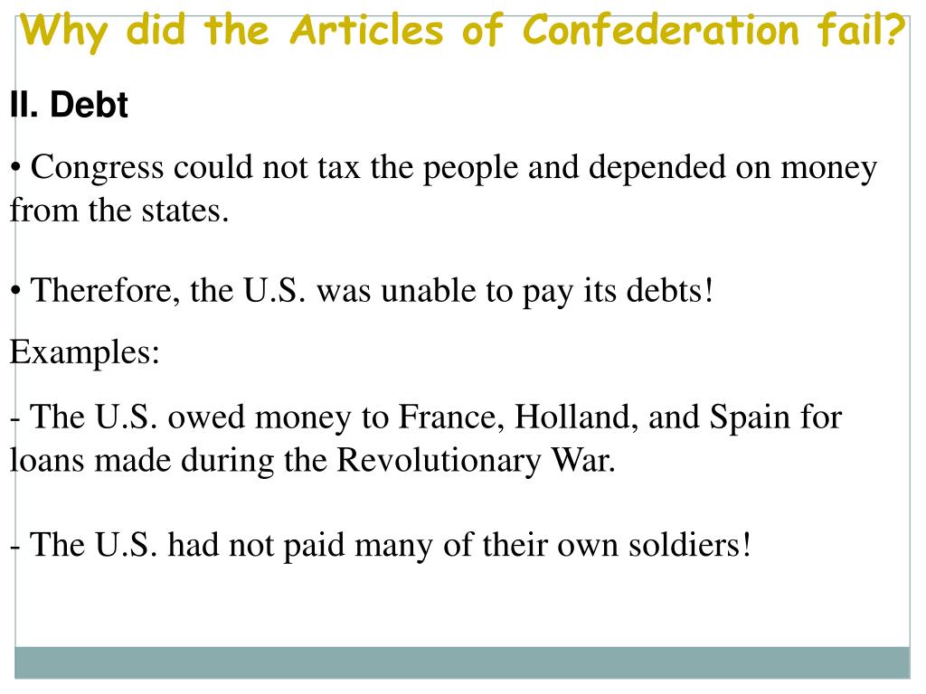 why the articles of confederation failed essay