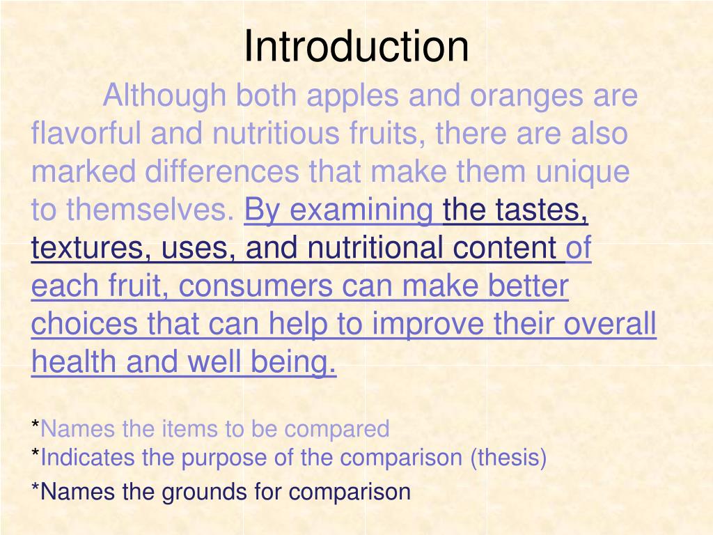 comparison and contrast essay examples about food
