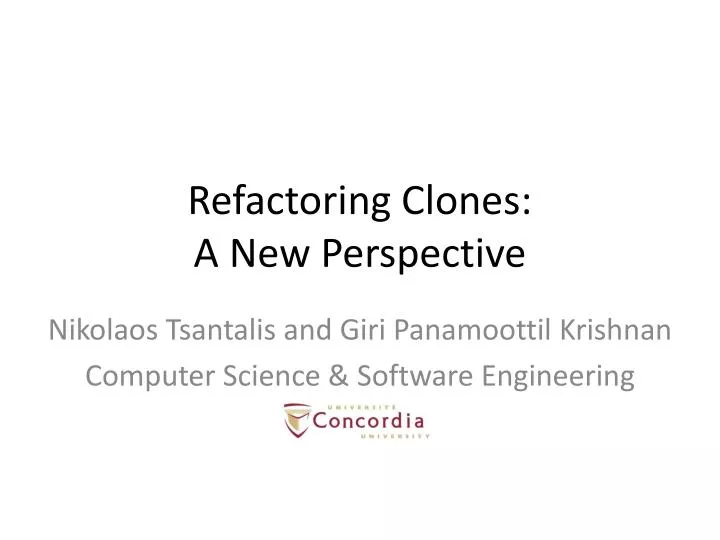 refactoring clones a new perspective n.