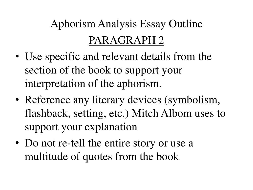 PPT - Aphorism Analysis Essay Outline PowerPoint Presentation, free ...