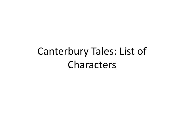 canterbury tales list of characters n.
