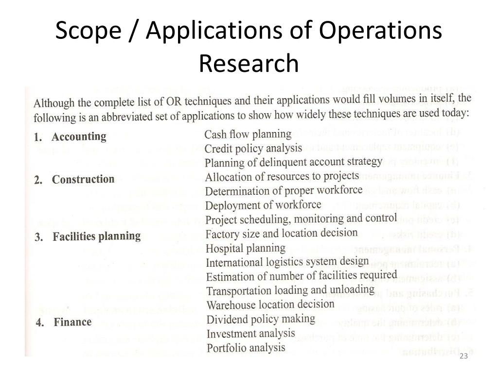 uses of operational research uses of operational research