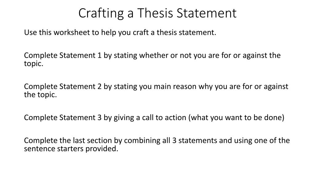 good thesis statement starters