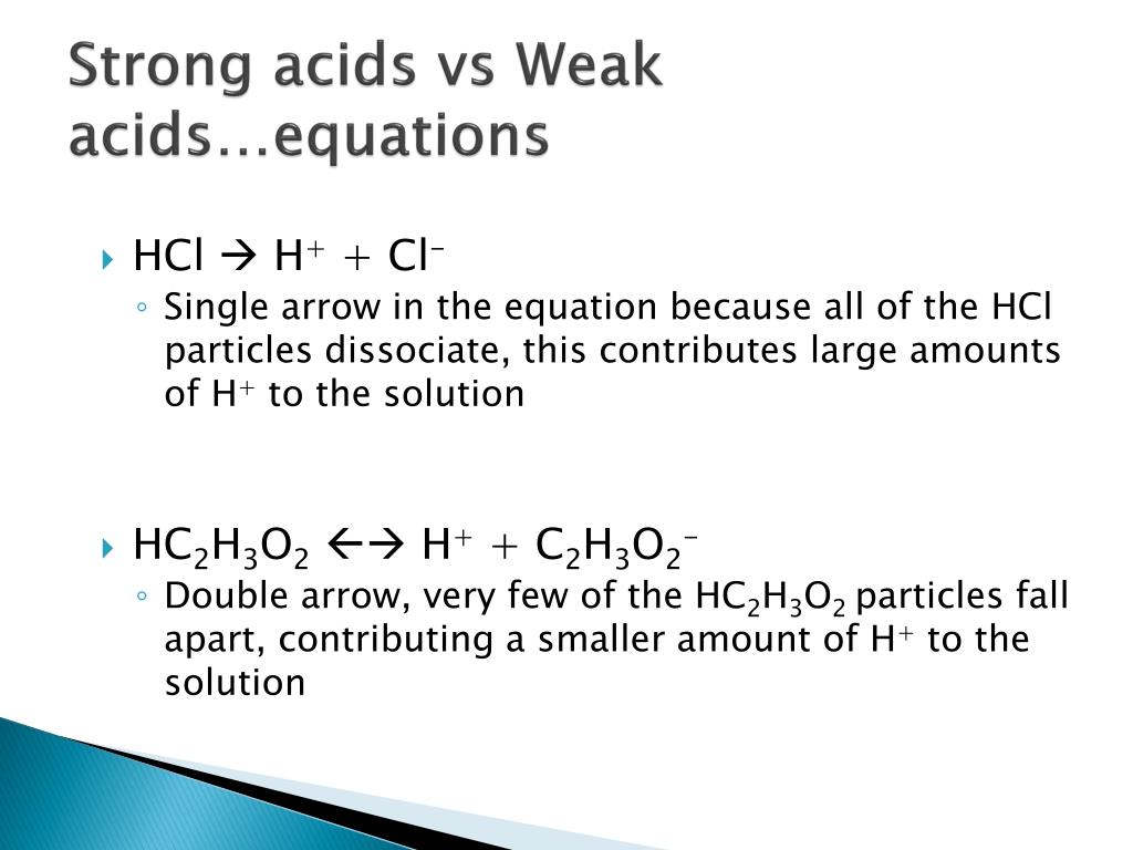 PPT Strong acids vs Weak acids PowerPoint Presentation