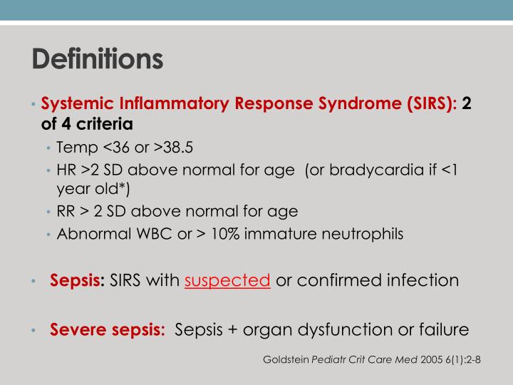 systemic inflammatory response syndrome sirs Systemic inflammatory response syndrome (sirs) is an inflammatory state affecting the whole body, frequently a response of the immune system to infection, but not. systemic inflammatory response syndrome sirs Systemic inflammatory response syndrome (sirs) is an inflammatory state affecting the whole body, frequently a response of the immune system to infection, but not.