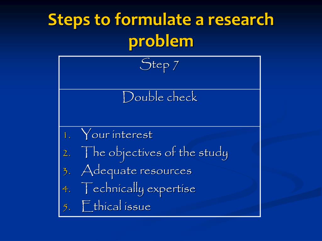 formulate a research problem