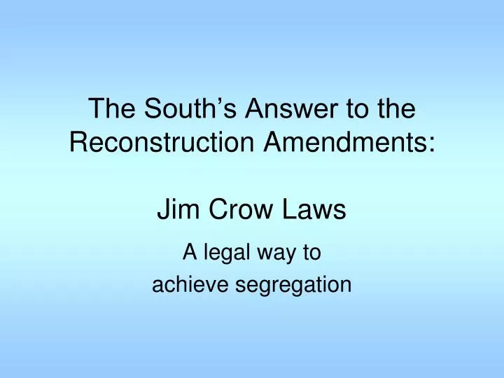 an analysis on the rise and fall of the jim crow segregation laws The rise and fall of jim crow user review - not available - book verdict in light of recent congressional turmoil, this measured, and sometimes chilling, guide to the pbs series of the same name could not be more timely. an analysis on the rise and fall of the jim crow segregation laws The rise and fall of jim crow user review - not available - book verdict in light of recent congressional turmoil, this measured, and sometimes chilling, guide to the pbs series of the same name could not be more timely.