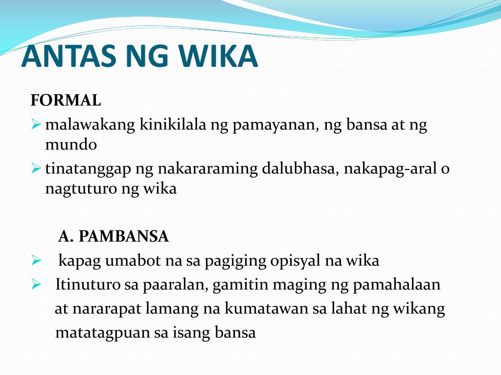 Pambansa antas ng wika - wordspooter