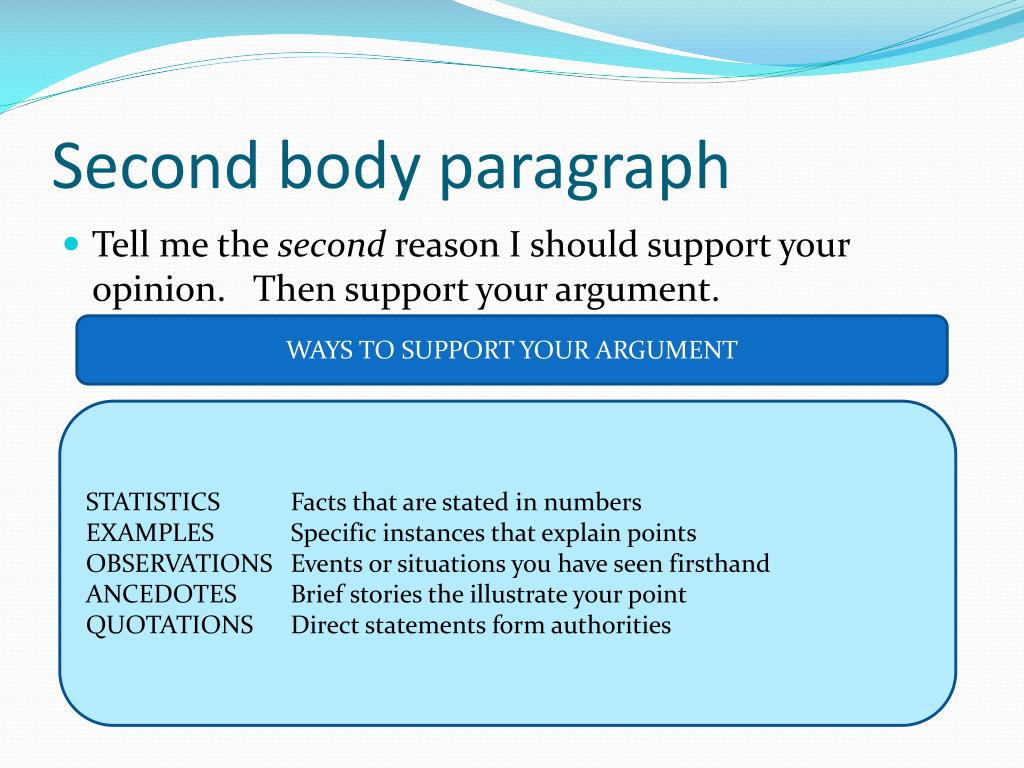 how to start a second body paragraph