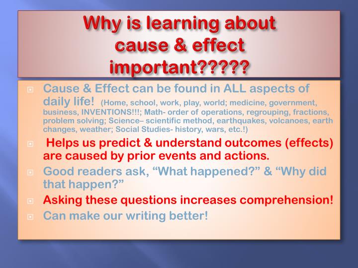 cause and effect relationship in math