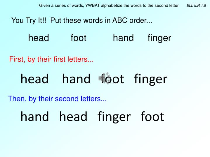 ppt order powerpoint presentation id 2371806 words with second letter s