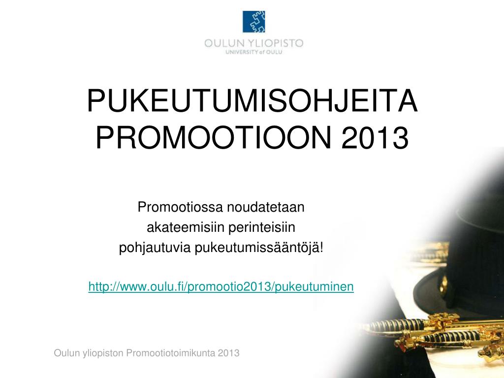 PPT - PUKEUTUMISOHJEITA PROMOOTIOON 2013 PowerPoint Presentation, free  download - ID:2372436