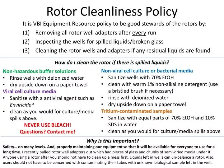 rotor cleanliness policy n.