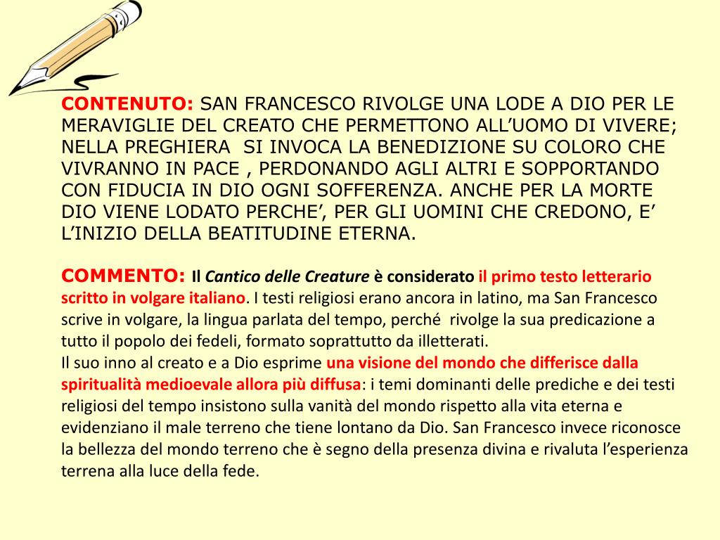 Il Cantico Delle Creature Spiegato Ai Ragazzi PPT - SAN FRANCESCO D’ASSISI E IL CANTICO DELLE CREATURE PowerPoint