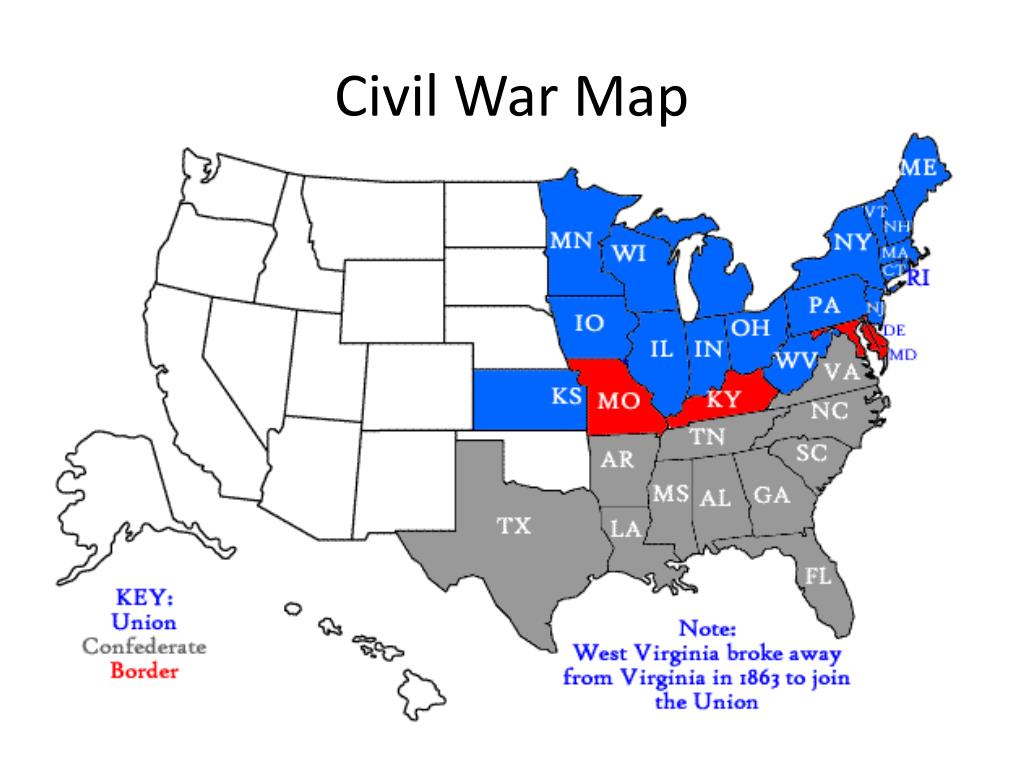 American Civil War States Map