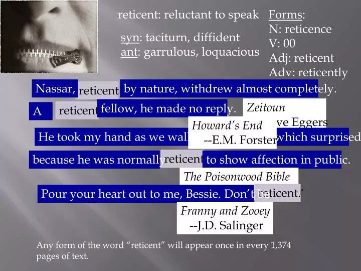 PPT - reticent: reluctant to speak PowerPoint Presentation, free ...