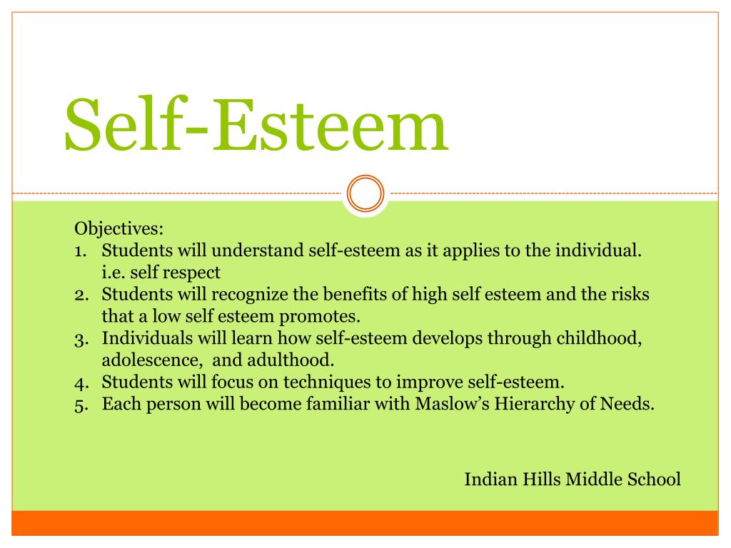 Objectives For Increasing Self Esteem Objectives For Increasing Self Esteem