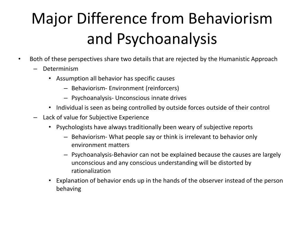 compare psychodynamic and humanistic theories