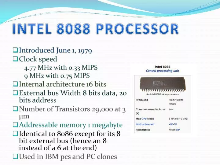 PPT - INTEL 8088 PROCESSOR PowerPoint Presentation, free download -  ID:2382856