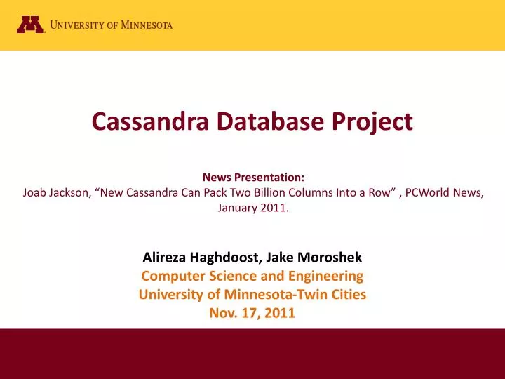 PPT Cassandra Database Project PowerPoint Presentation, free download