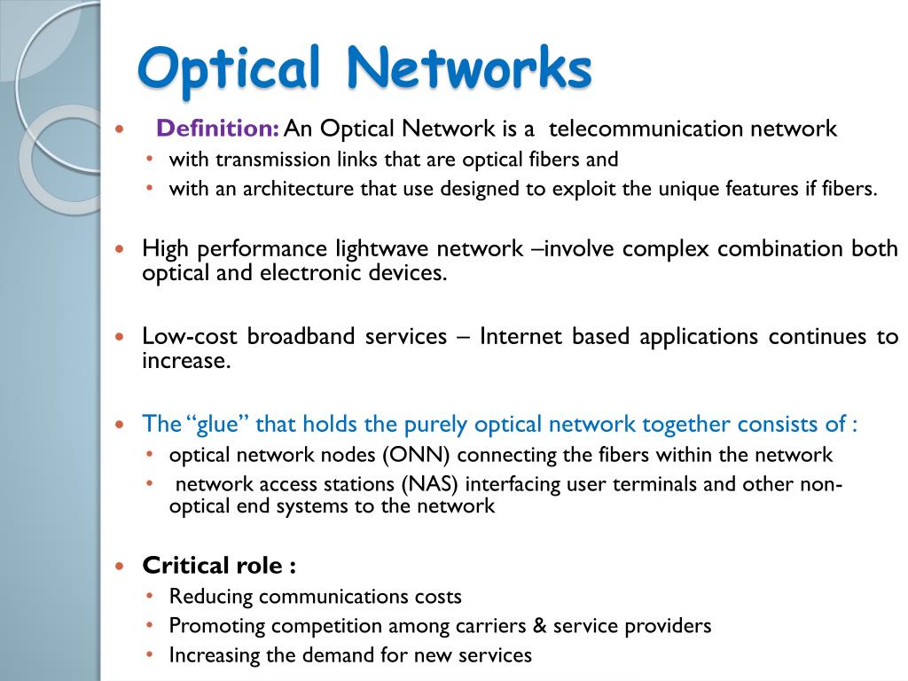 PPT INTRODUCTION TO OPTICAL NETWORKS PowerPoint Presentation, free