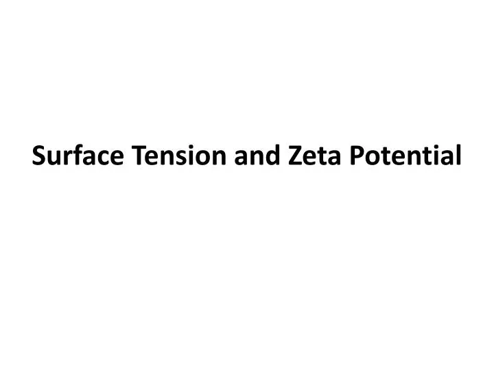 surface tension and zeta potential n.