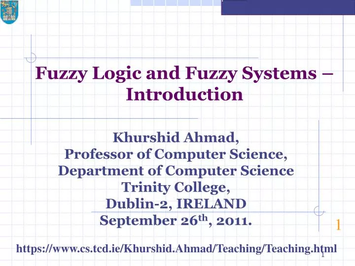 PPT - Fuzzy Logic And Fuzzy Systems – Introduction PowerPoint ...