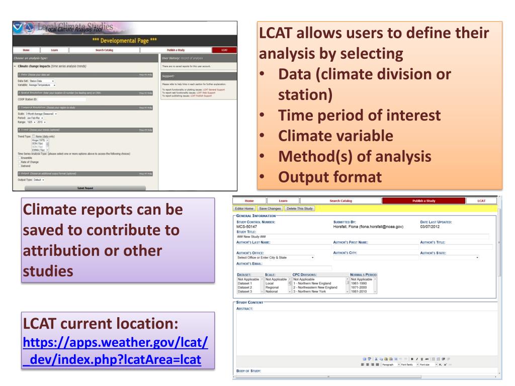 PPT - Local Climate Analysis Tool (LCAT): Advanced Solutions for Local ...