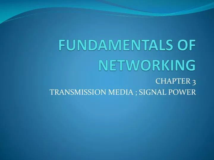 fundamentals of networking n.