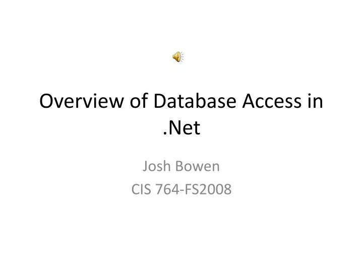 PPT Overview of Database Access in PowerPoint Presentation, free