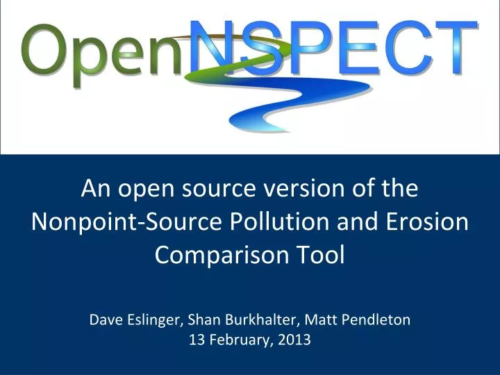 an open source version of the nonpoint source pollution and erosion comparison tool n.