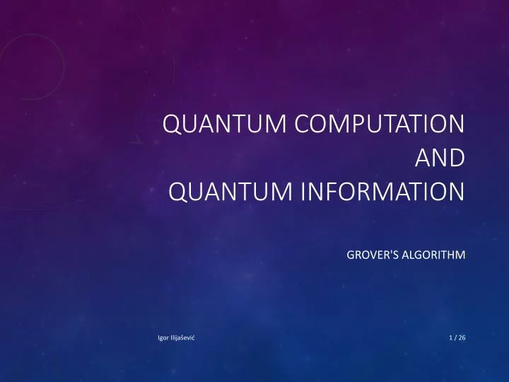 Ppt Quantum Computation And Quantum Information Powerpoint - 
