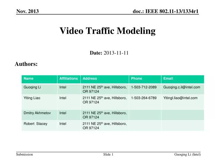video traffic modeling n.