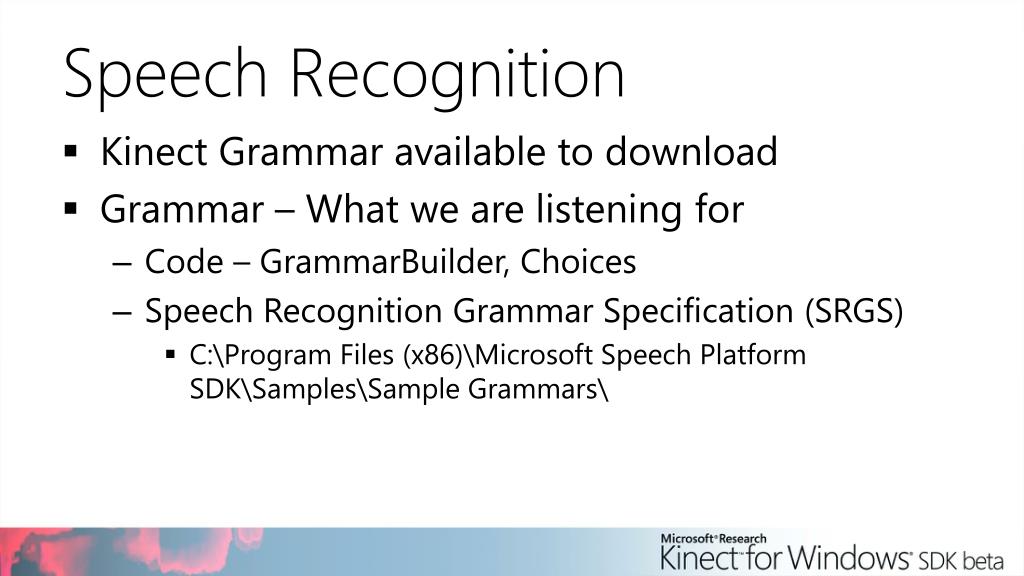 Kinect for windows speech recognition что это