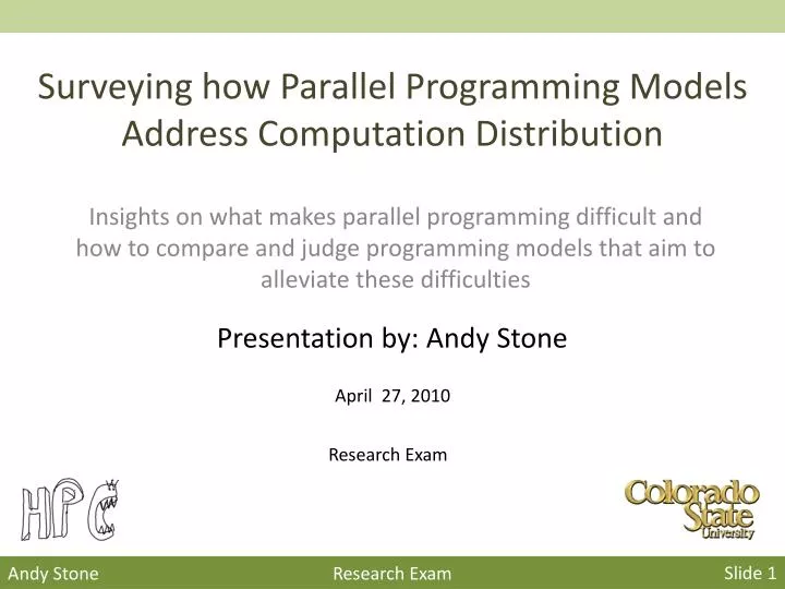 PPT - Surveying how Parallel Programming Models Address Computation ...