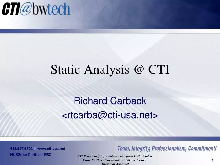 static analysis @ cti n.