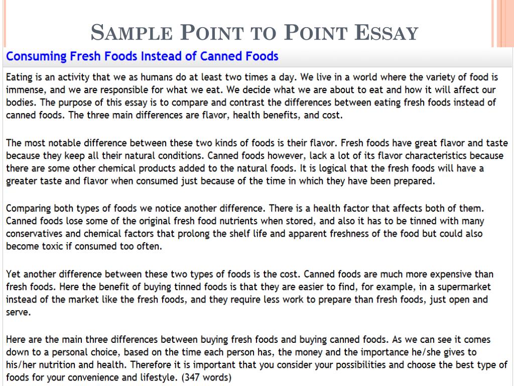 point by point method essay example