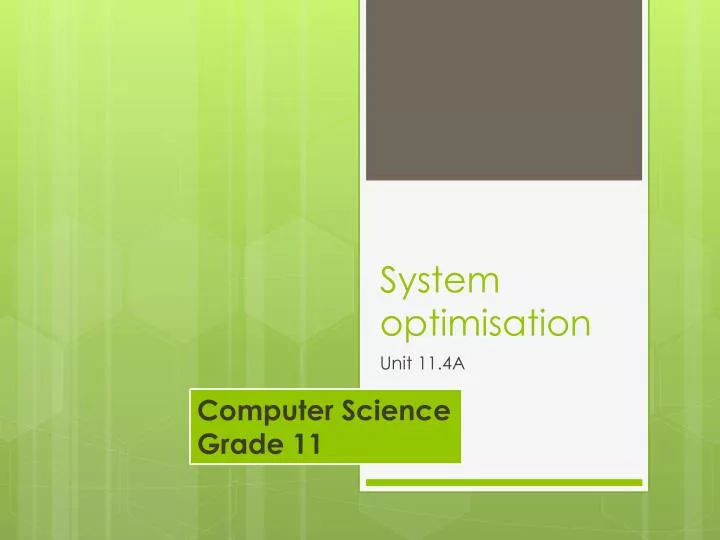 system optimisation n.